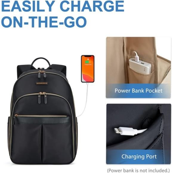 Laptop Backpack for Women fits 15.6'' Computer Backpack with USB Charging Port - Picture 4 of 6